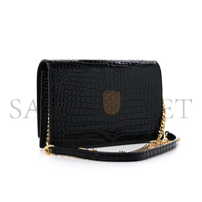 YSL KATE MONOGRAM TASSEL CHAIN WALLET IN CALFSKIN CROCODILE EMBOSSED 452159DND1J1000 (19*12.5*4cm)